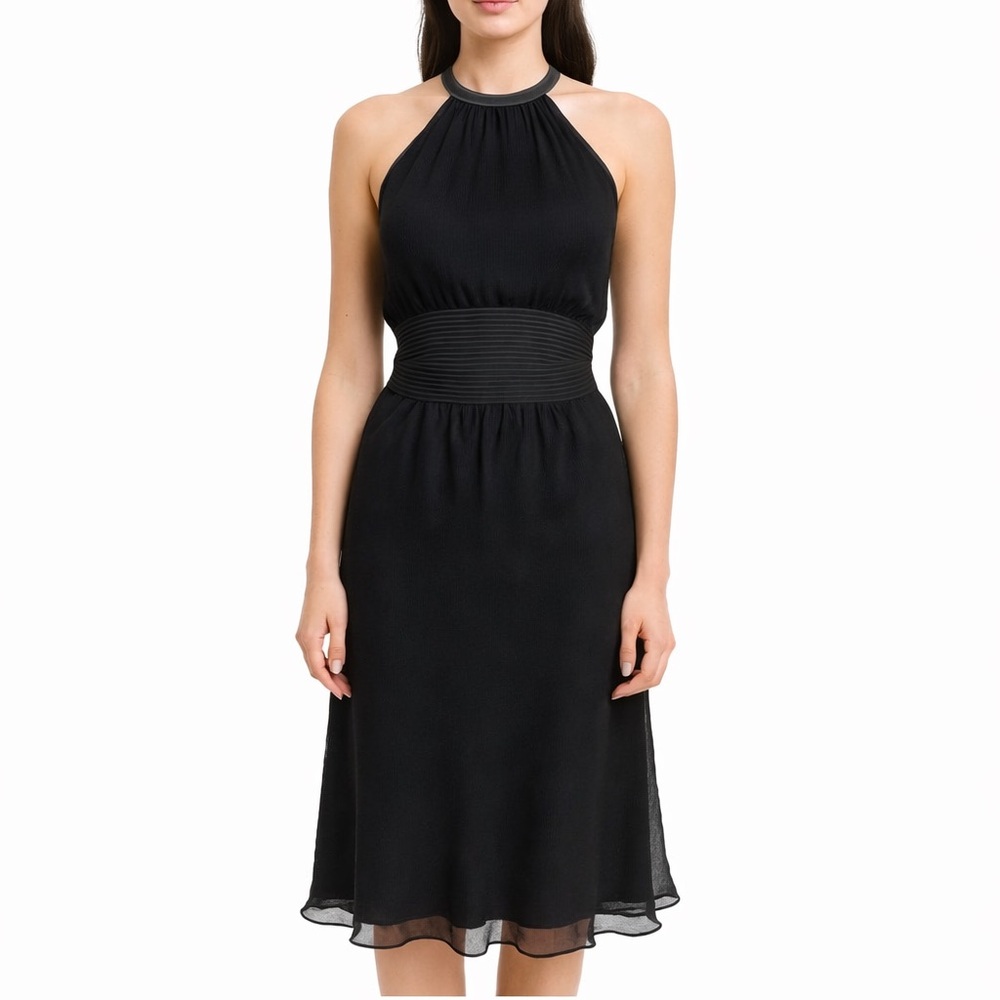 Catherine Malandrino Black Stitch Detail Halter Dress Size 10